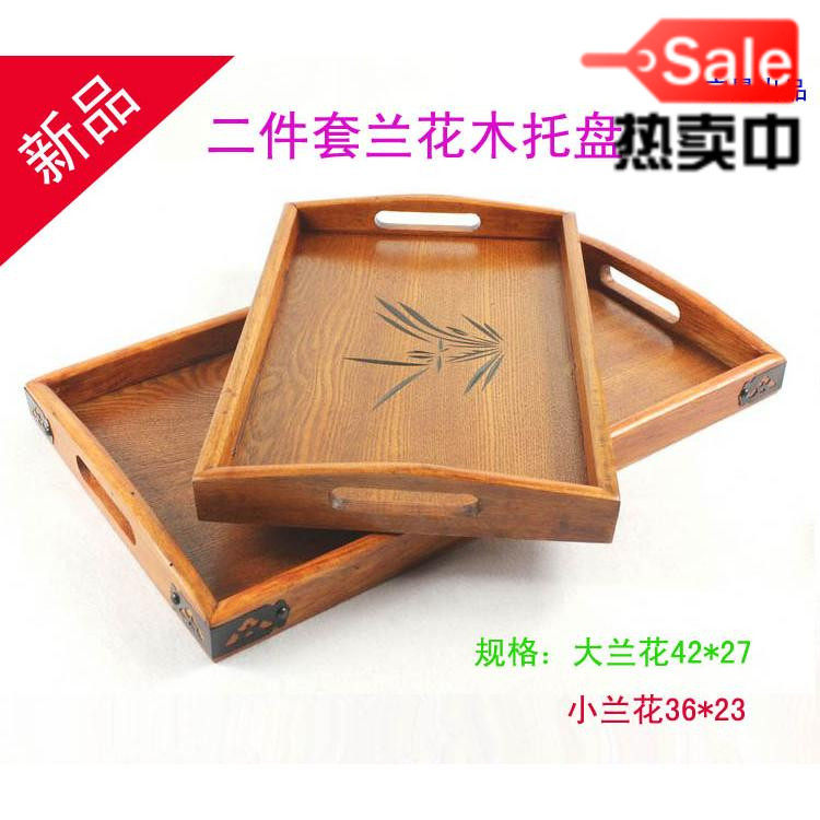 特价手绘纯色日韩3623长方形刻兰花木托盘 木盘 托盘 盘子端菜盘