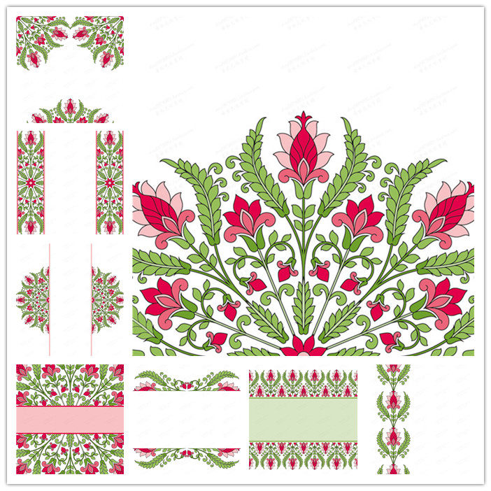 A2361矢量印度民族风格花纹背景纹样模板 AI设计素材