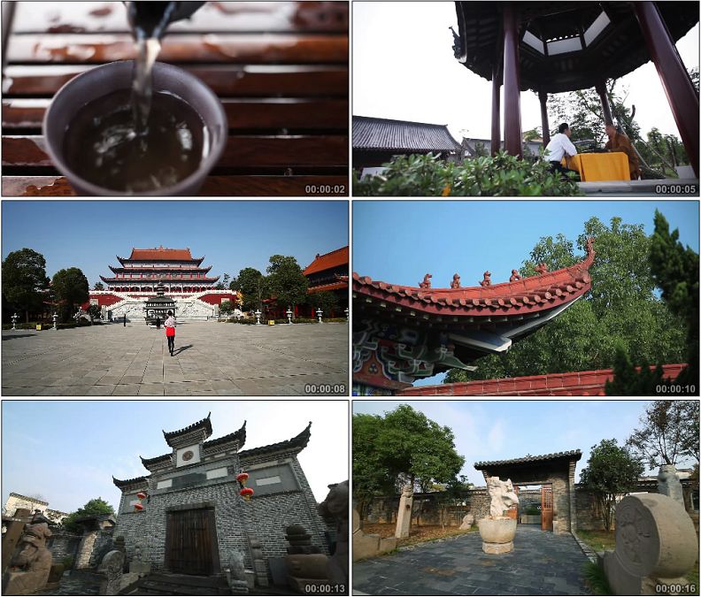 古寺禅师倒茶饮茶寺庙楼台高清实拍视频素材