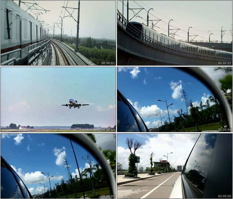 公路铁路航空火车飞机汽车高清实拍视频素材
