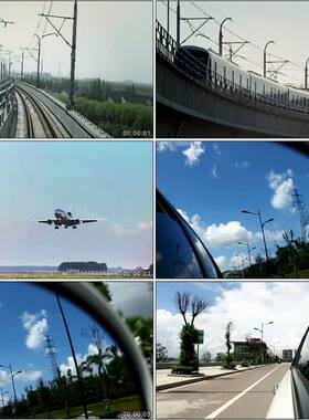 公路铁路航空火车飞机汽车高清实拍视频素材