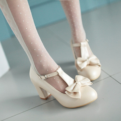 Designer shoes in spring 2015 Korean shoes simple Velcro shoes comfortable light shoe round head rough high heels