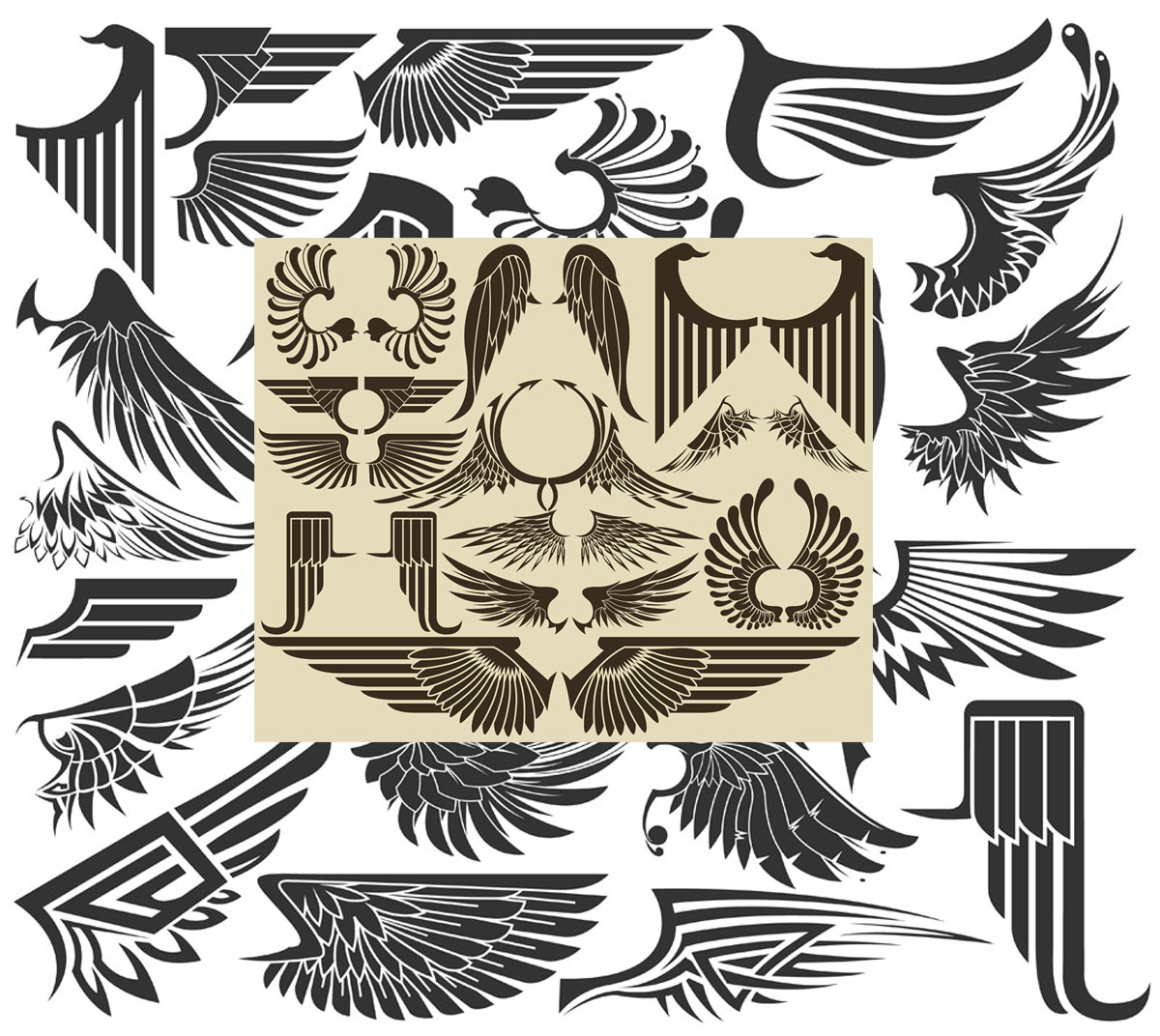 A0114 Vector Original Totems Abstract style wing pattern AI Design Materialin the Business affairs/Design Services, Design Services, Design Material/Source Files category - from Buy2taobao.com to provide professional Taobao agent buy service