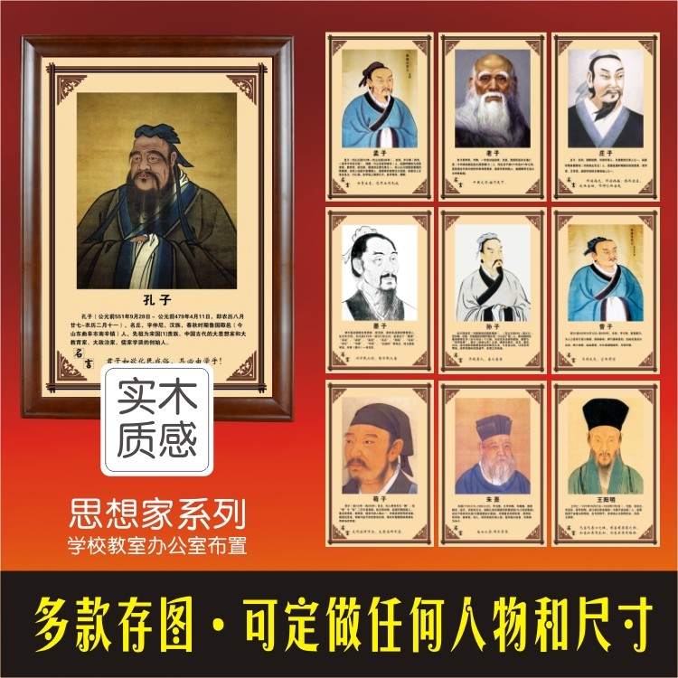 学校教室书房海报孔子画像定制图片
