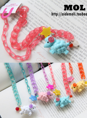 韩国进口 AZNAVOUR AZ 马卡龙奶油色小羊咩咩 五星圆球项链