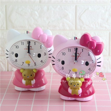 包邮可爱卡通hellokitty猫全身造型床头闹钟创意儿童礼品语音闹钟