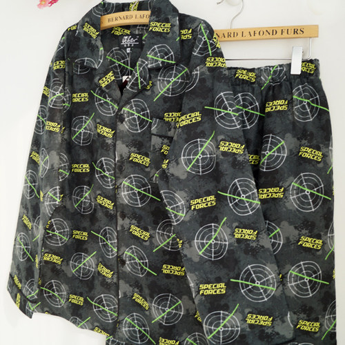 春秋款纯棉绒布 特种部队字母长袖长裤睡衣套装男家居服(搬家清库