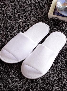 宾馆酒店旅馆客房一次性拖鞋定制加厚防滑白色拉毛布拖鞋