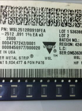 WSL2512R0910FEA R091F 贴片合金电阻2512 0.091R 1% 75PPM 1W
