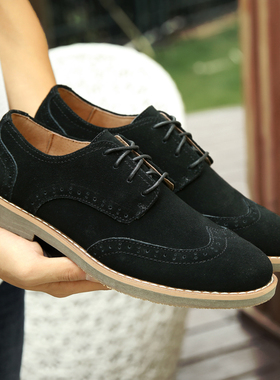 DOGEXI真皮布洛克雕花男鞋子休闲鞋男士皮鞋反绒皮巴洛克英伦潮鞋