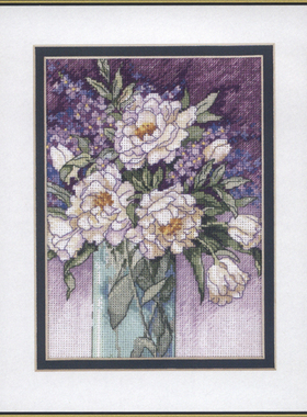 小小鱼 DMC绣线十字绣套件DIM173-65074白色花卉瓶中花