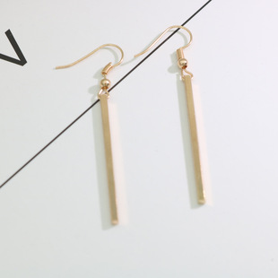 耳环简约几何方条竖条一字长条耳坠耳钩耳饰品女竖条流线耳钉