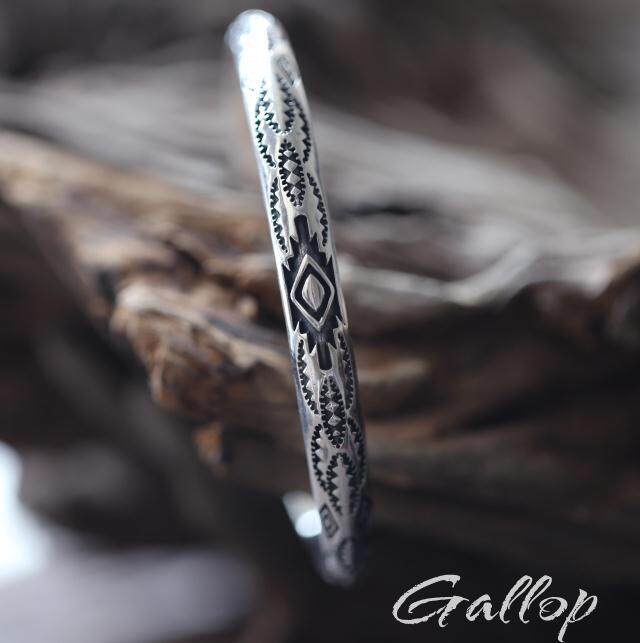 铁头的店 印第安Navajo纳瓦霍传统花纹风格手镯 手工錾刻纯银手环