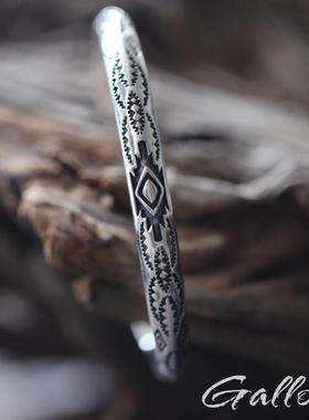 纳瓦霍传统花纹手镯纯银印第安