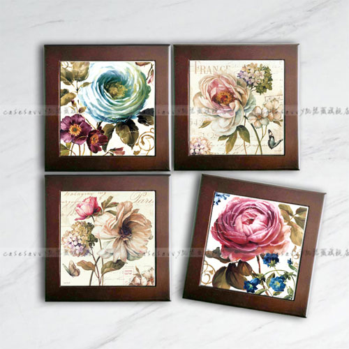 casesavvy凯瑟薇15×15cm欧美复古正方形陶瓷画瓷板画装饰画001