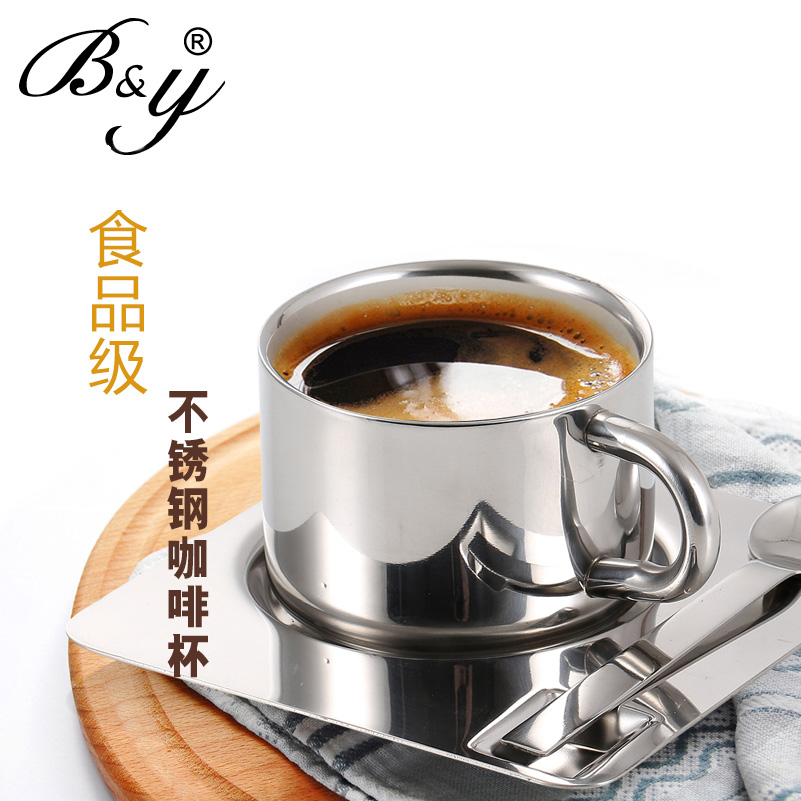 咖啡杯 304不锈钢水杯咖啡杯套装意式水杯创意奶茶杯简约个性