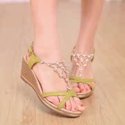 2015 summer with wedge Sandals women in Korean fashion rhinestone peep-toe platform Sandals yuzui shoes wave