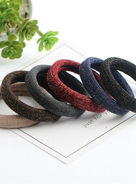 韩国亮金丝呢绒面料无接缝发圈皮筋 高弹力发绳打底头绳基础发饰