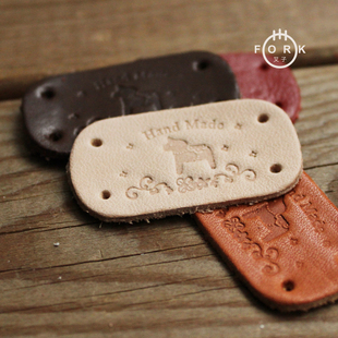 手工真皮皮标手缝装 饰DIY手工用品辅料木马系列头层皮标多色可选