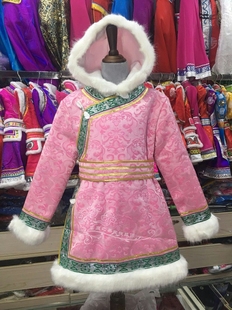 蒙古袍女童生活装秋季冬季日常装蒙古服装儿童蒙族女孩圣诞节