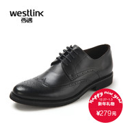 Westlink/New West winter Brock engraved men's leather business casual shoes black leather shoes