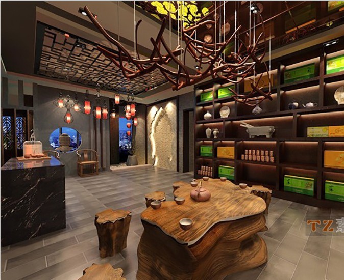 中式风格茶艺会所/茶楼包间室内禅意风格空间设计装修3D整体模型