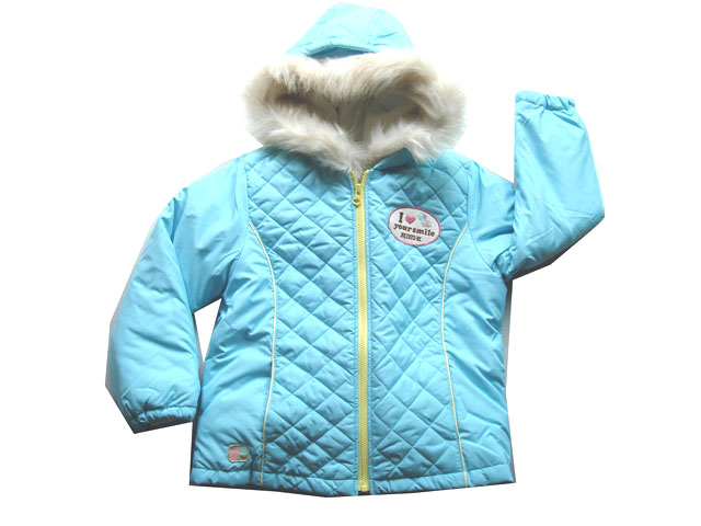 日单MINI-K蓝色和米色贴布连帽棉衣+乳白色毛圈长袖110-M