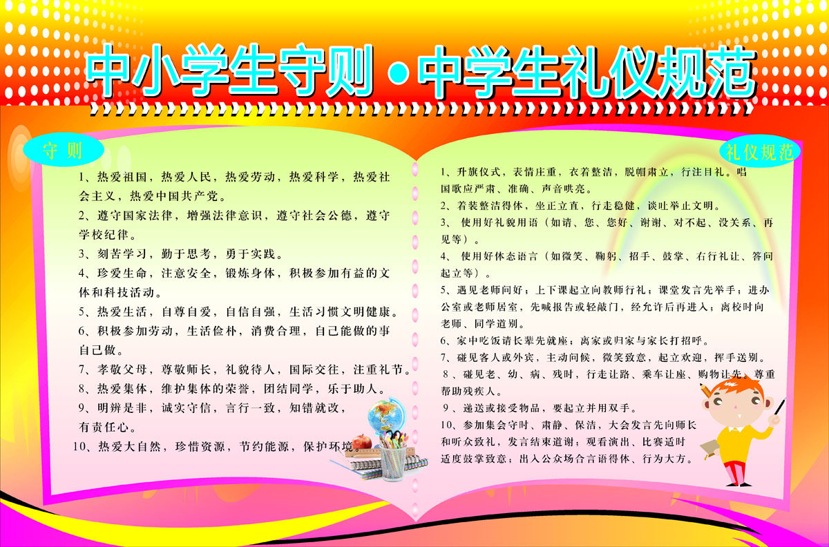 758海报印制展板写真喷绘9中小学生守则礼仪行为规范