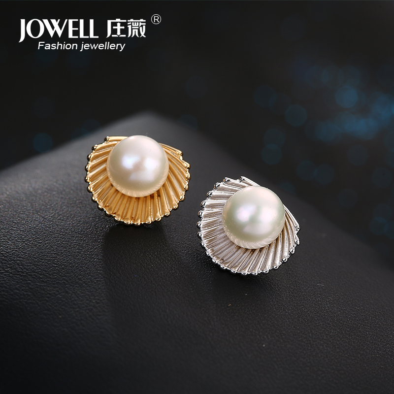 一个包邮合金衬衫领针扣女领花衬衣领刺马针领扣仿珍珠贝壳领胸针