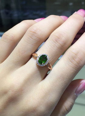 银饰透辉石漂亮戒指