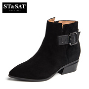 St&Sat/2015 winter new style leather belt buckles tip on Saturday with the ankle boots in women's shoes SN54119218