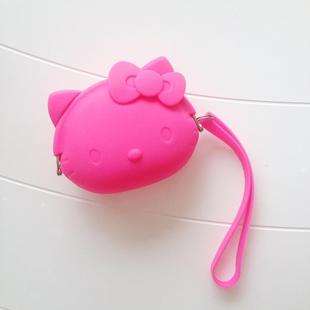 hellokitty粉色凯蒂猫硅胶零钱包钥匙包/女士手包/日式新年随手礼