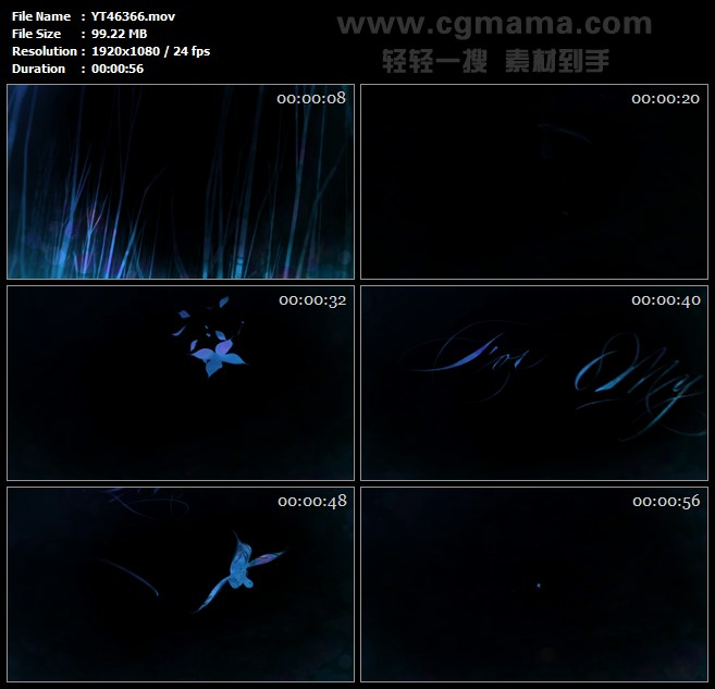 唯美喜鹊线条树林小鸟led大屏舞台晚会背景高清视频素材制作