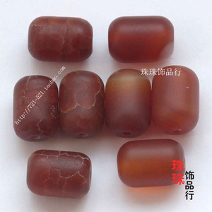 DIY念珠配件磨砂3A级红玛瑙天然爆花玛瑙桶珠散珠 隔珠顶珠串珠子