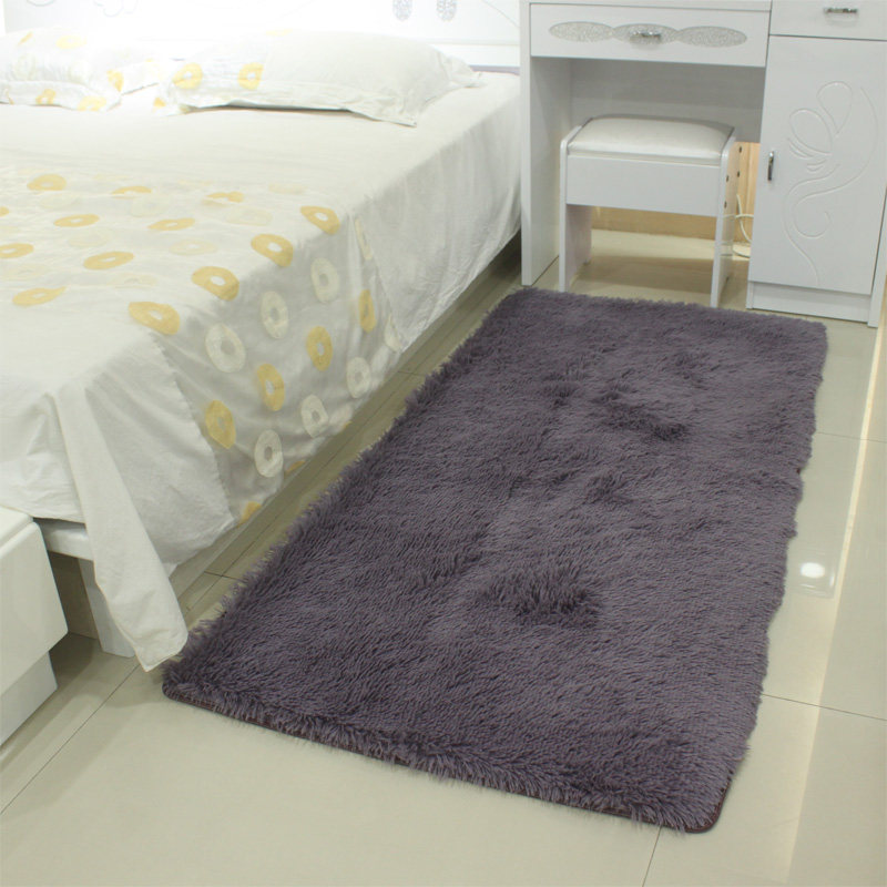 柔软毛绒卧室床边毯纯色简约现代客厅茶几地毯飘窗长方形定制满铺
