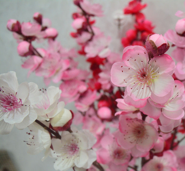 仿真樱花桃花枝绢花干花婚庆装饰客厅塑料花梅花客厅