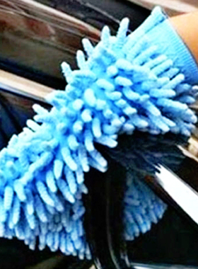 汽车清洗珊瑚雪尼尔熊掌擦车抹布家庭洗车布清洁手套用品神器工具