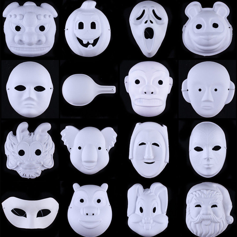 1林芳舞会白色手绘面具diy纸浆面具手绘面具动物白坯男女人