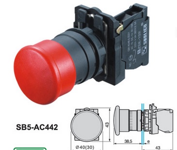 SB5(LA68S XB5)-AC442 30mm开孔蘑菇头按钮开关