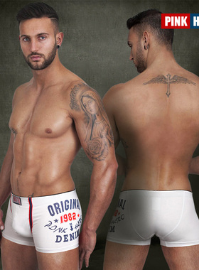 欧美棉平角内裤男士四角棉质面料宽边裤头U凸囊袋纪念版男士内裤