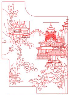 树 精雕线图 山水 JDP JD552 源文件 浮雕图 亭子