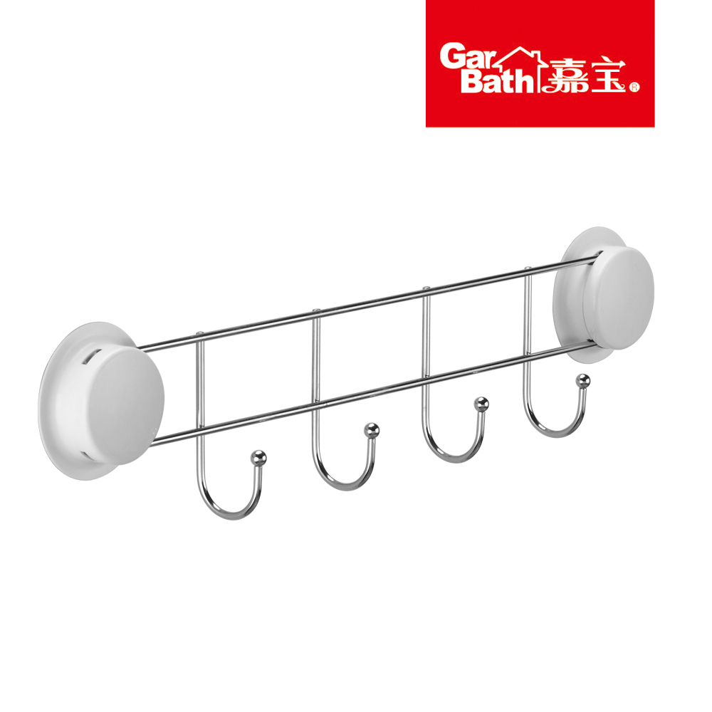 260032Garbath嘉宝吸盘不锈钢4挂钩挂衣钩排挂钩