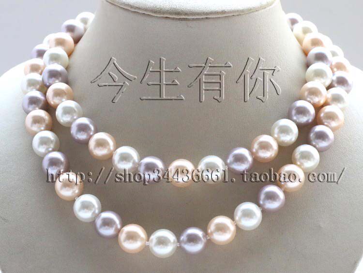 今生有你88CM毛衣链-12mm正圆彩色贝珠项链颜色好新款配饰女包邮