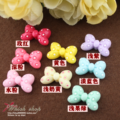 手机美容 儿童发饰手工diy配件材料 15*23mm树脂点点蝴蝶结 8色入
