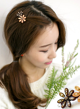 Angelrena 韩国发饰 正品 满钻 淑女珍珠花朵边夹发夹刘海夹F2