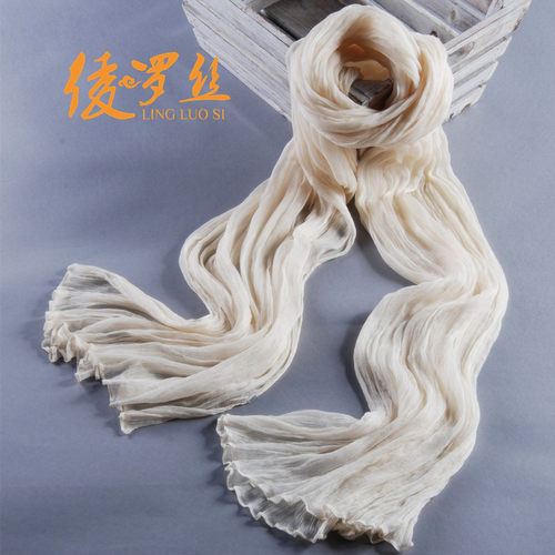 韩版皱真丝围巾女百搭披肩