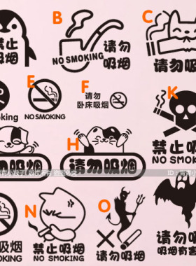 商场玻璃贴画禁止吸烟标语