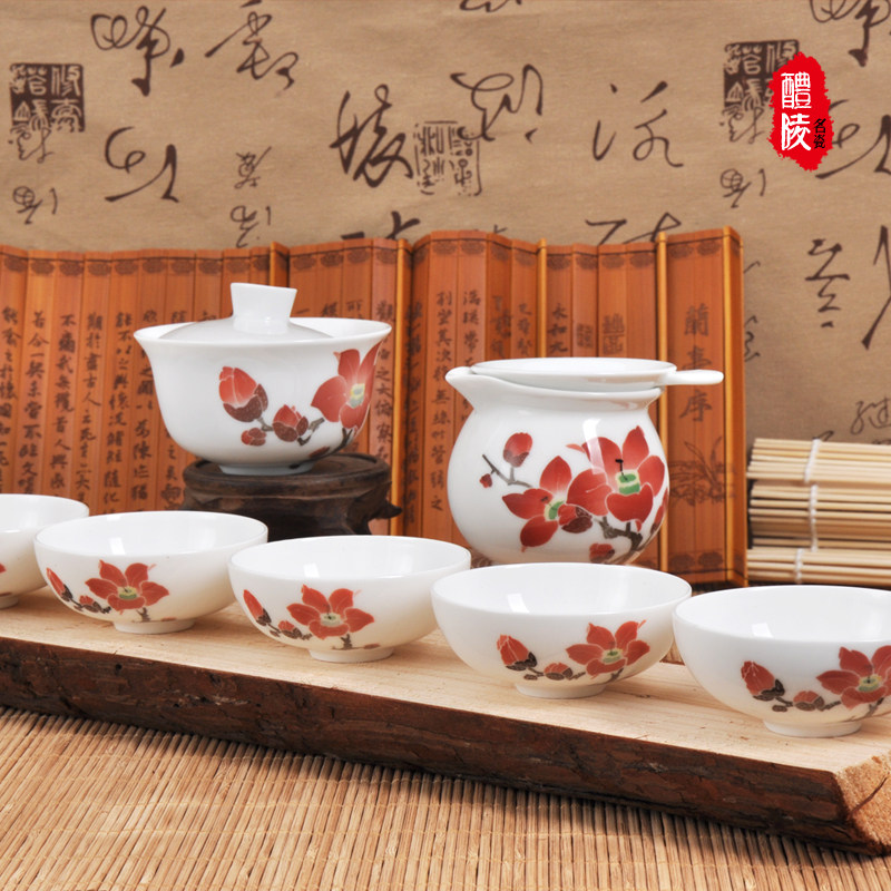 陶瓷醴陵釉下彩手绘功夫茶具图片