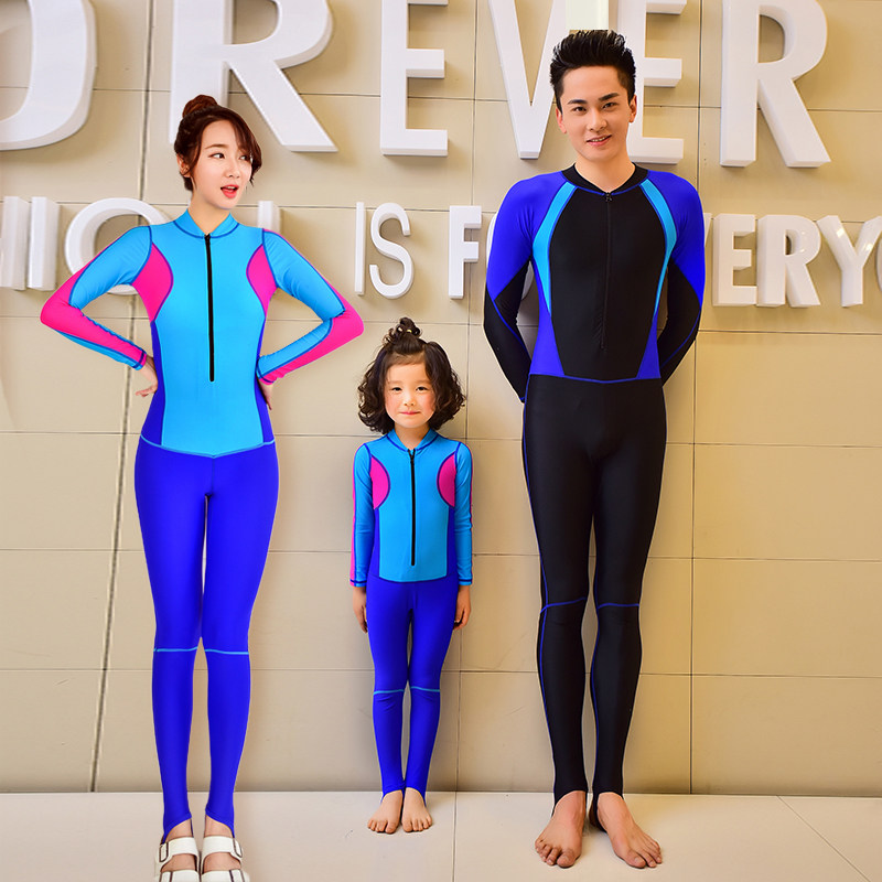 全身女长袖全身泳衣女士连体长裤防晒沙滩速干湖蓝保守遮肚泳装
