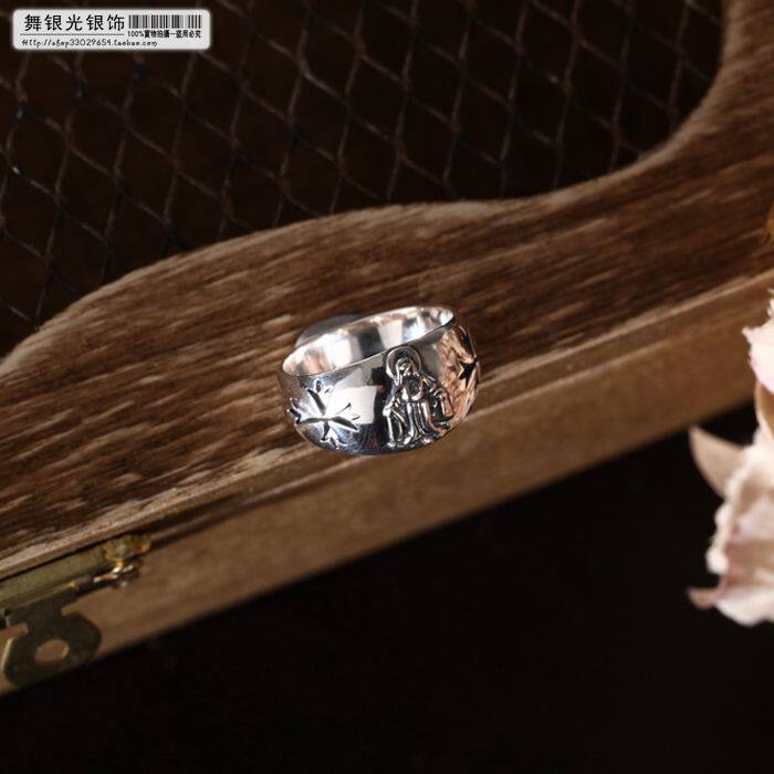 【舞银光◎泰银】925纯银  十字花边图 戒指 指环